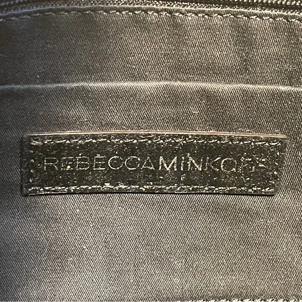 Rebecca Minkoff Perry Croc Embossed Leather Satchel Black Top Handle Crossbody